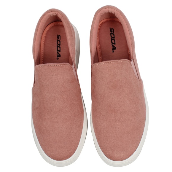 Size 8.5 Mauve Faux Suede Elastic Slip On Sneaker Shoes - Picture 3 of 5